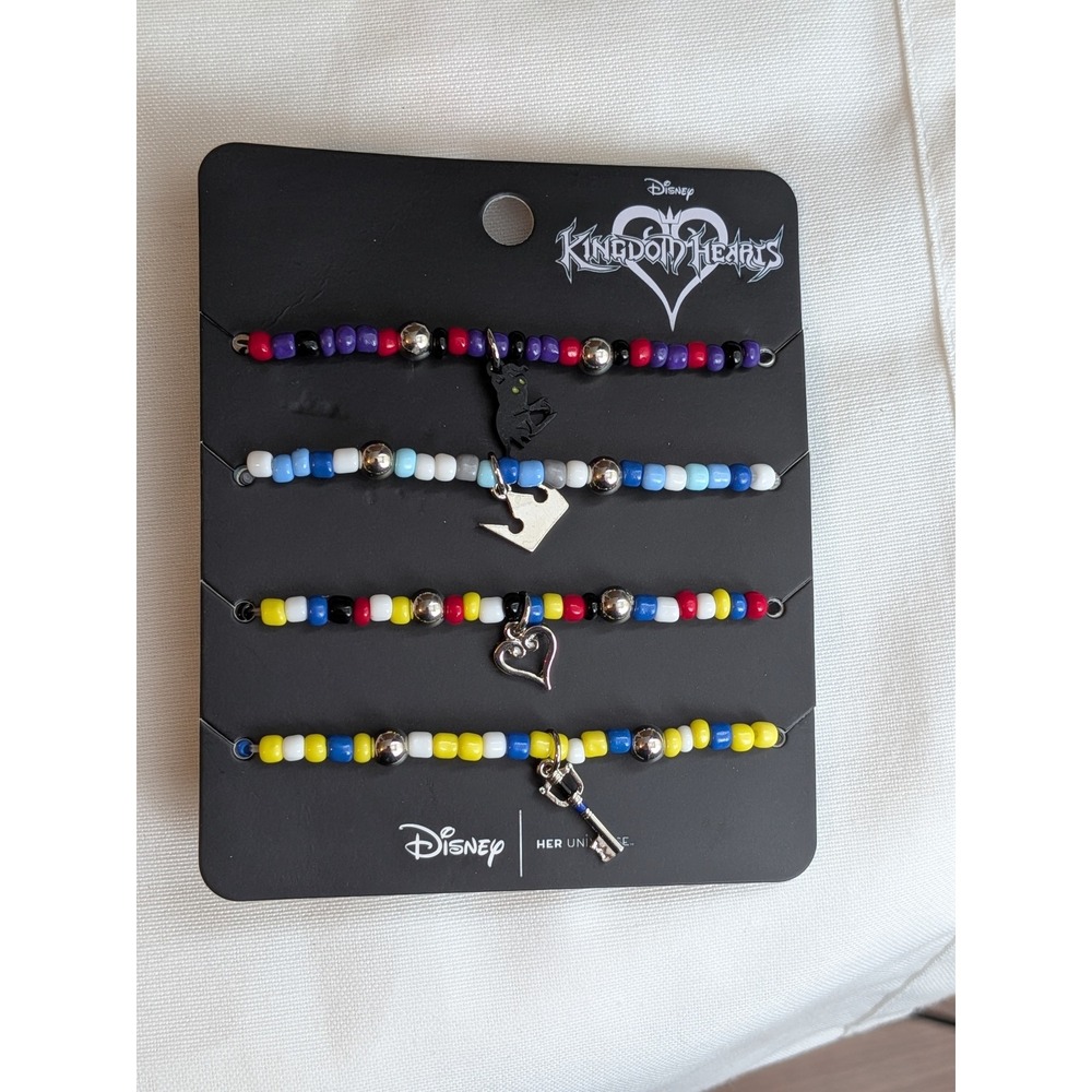 Disney Kingdom Hearts Her Universe Beaded Bracelet Set 4pc Keyblade Heartless